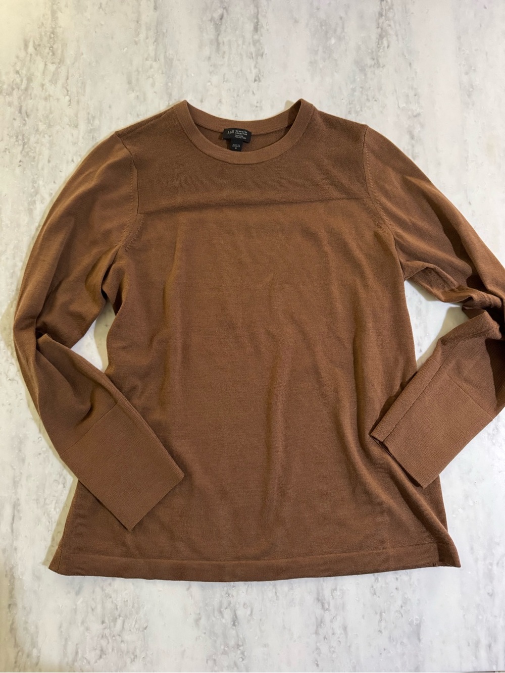 J. Jill Wearever Collection 100% Merino Wool Brown Long-Sleeve Crewneck Shirt